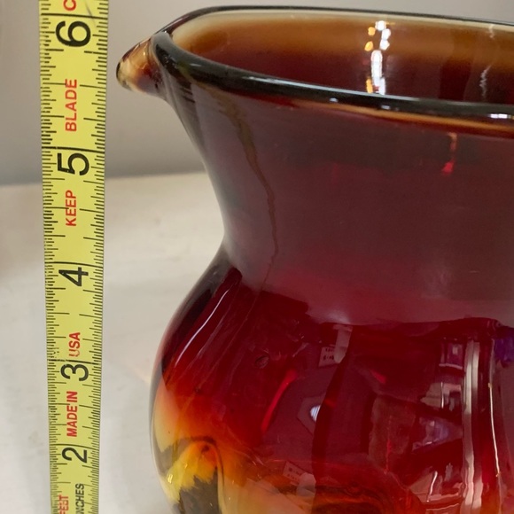 Amberina Art Glass Hand Blown Vintage Small Pitcher 6" x 7" - Picture 11 of 12